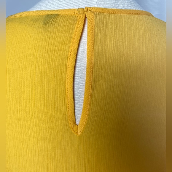 NWT Zara Spring Orange Yellow Flowy Pleated Blouse Top 3/4 Puff Sleeve Small - Picture 5 of 10